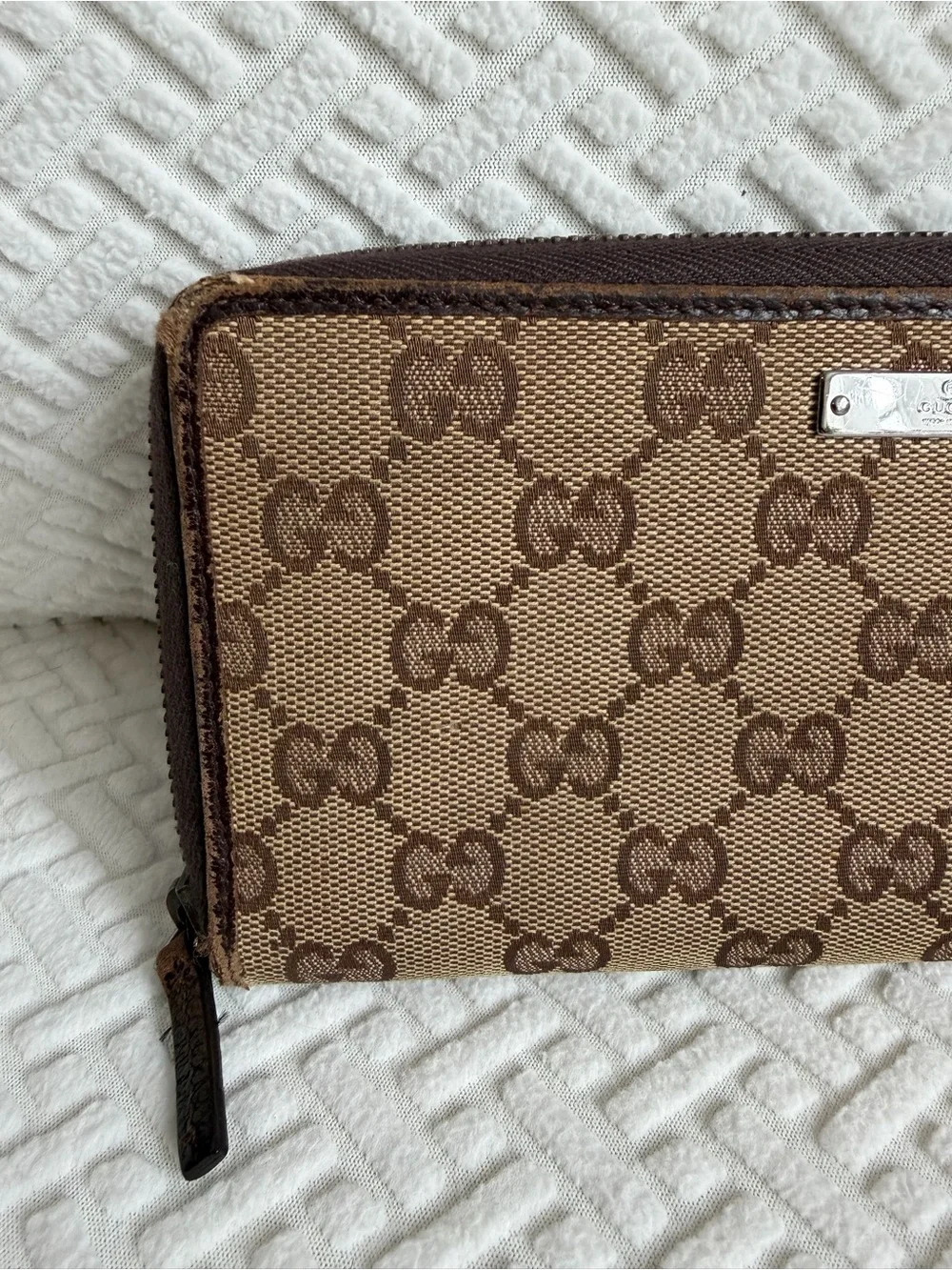 Gucci Tan/Brown GG Canvas Zip Wallet